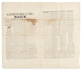 (CIVIL WAR.) Issue of the Natchitoches Union Daily printed on wallpaper.